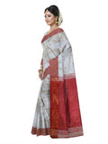 Pradip Fabrics Self Design Handloom Cotton Blend Saree (Yellow)