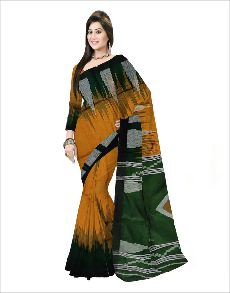 Pradip Fabrics Self Design Handloom Cotton Blend Saree (Light Green)