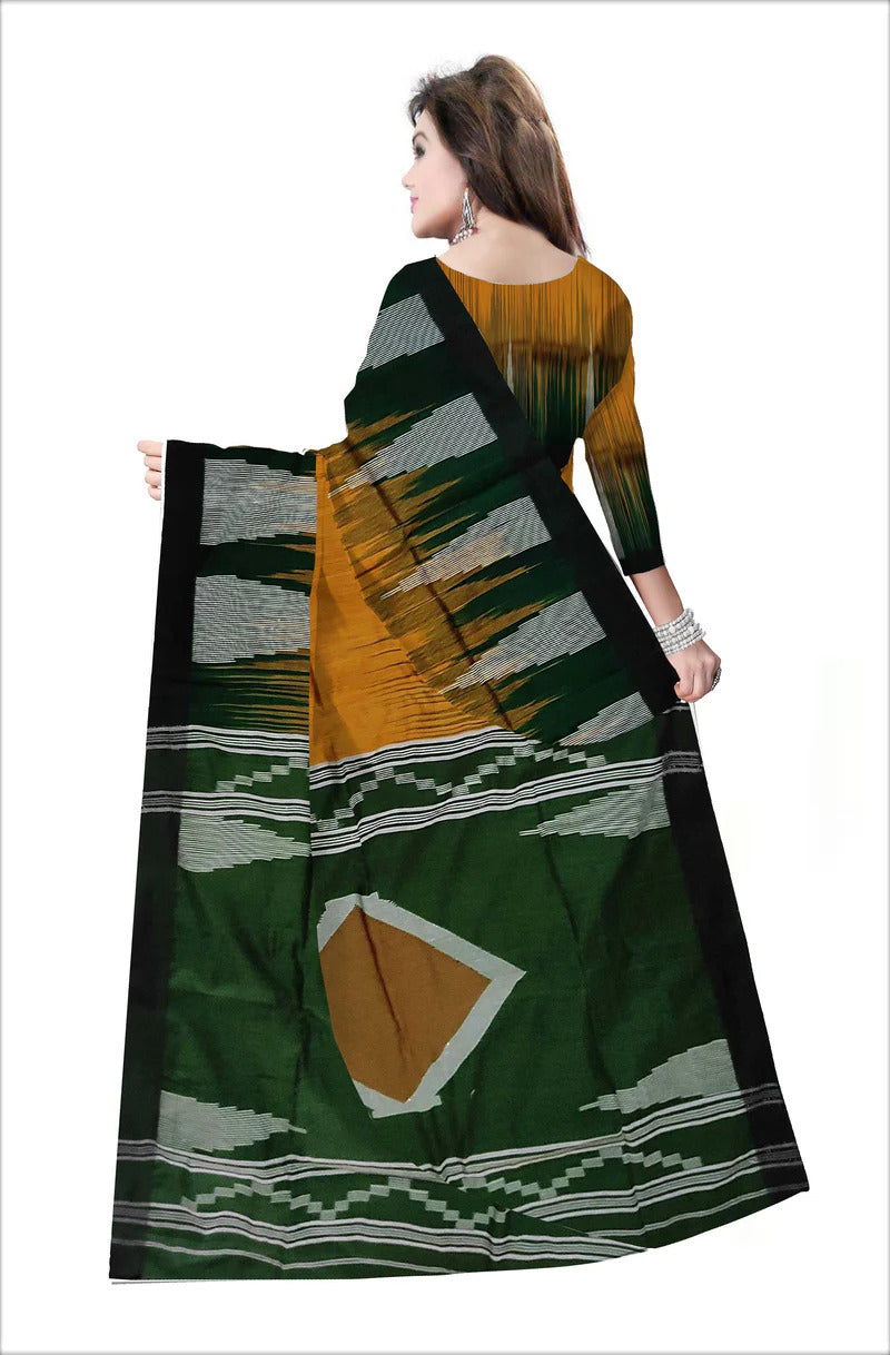 Pradip Fabrics Self Design Handloom Cotton Blend Saree (Light Green)