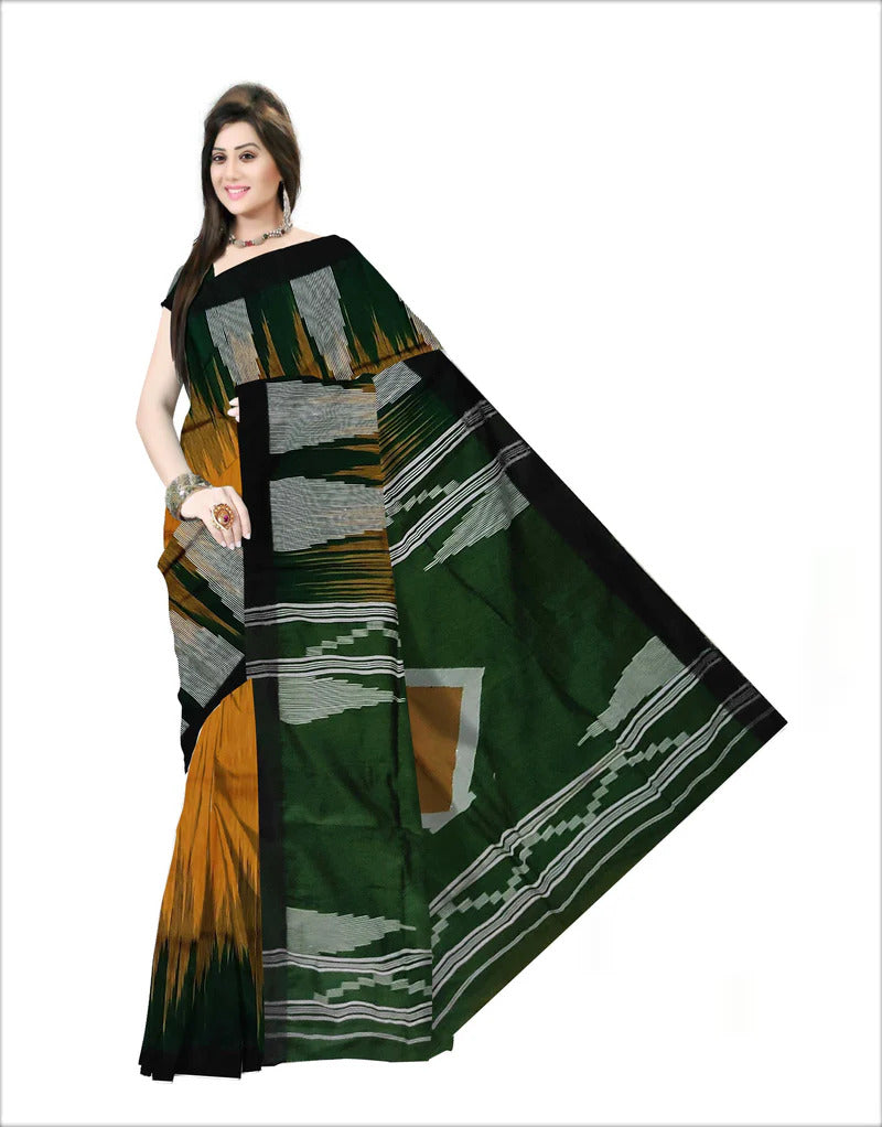 Pradip Fabrics Self Design Handloom Cotton Blend Saree (Light Green)