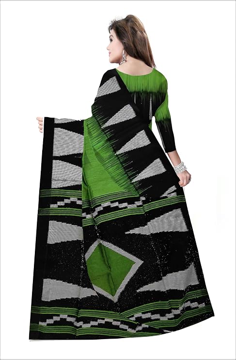 Pradip Fabrics Self Design Handloom Cotton Blend Saree (Light Green)