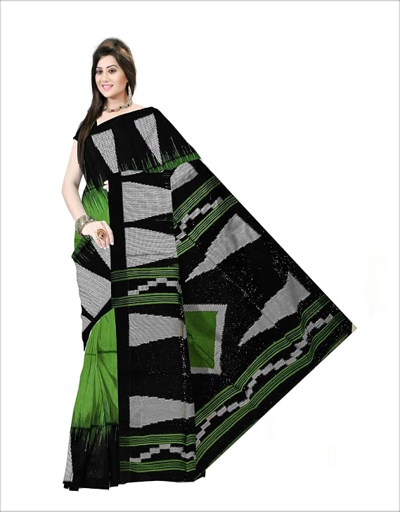 Pradip Fabrics Self Design Handloom Cotton Blend Saree (Light Green)