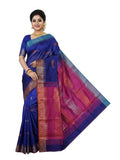 Pradip Fabrics Self Design Handloom Cotton Blend Saree (Grey)