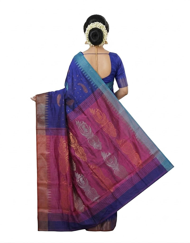 Pradip Fabrics Self Design Handloom Cotton Blend Saree (Grey)