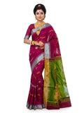 Pradip Fabrics Self Design Handloom Cotton Blend Saree (Grey)