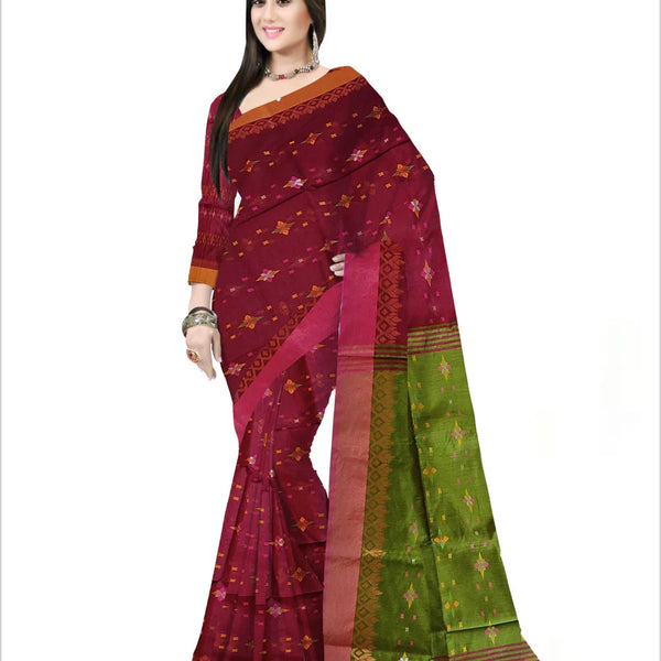 Pradip Fabrics Applique Handloom Cotton Silk Saree