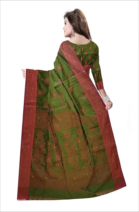 Pradip Fabrics Self Design Handloom Cotton Silk Saree 