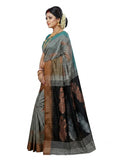 Pradip Fabrics Self Design Handloom Cotton Blend Saree (Grey)