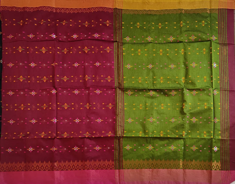 Pradip Fabrics Applique Handloom Cotton Silk Saree