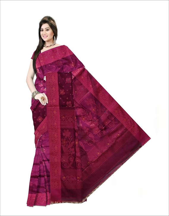 Pradip Fabrics Self Design Handloom Cotton Silk Saree 