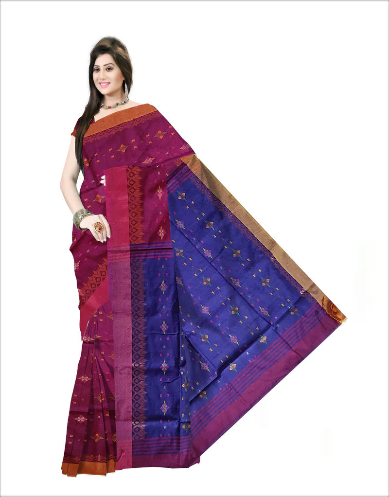 Pradip Fabrics Applique Handloom Cotton Silk Saree