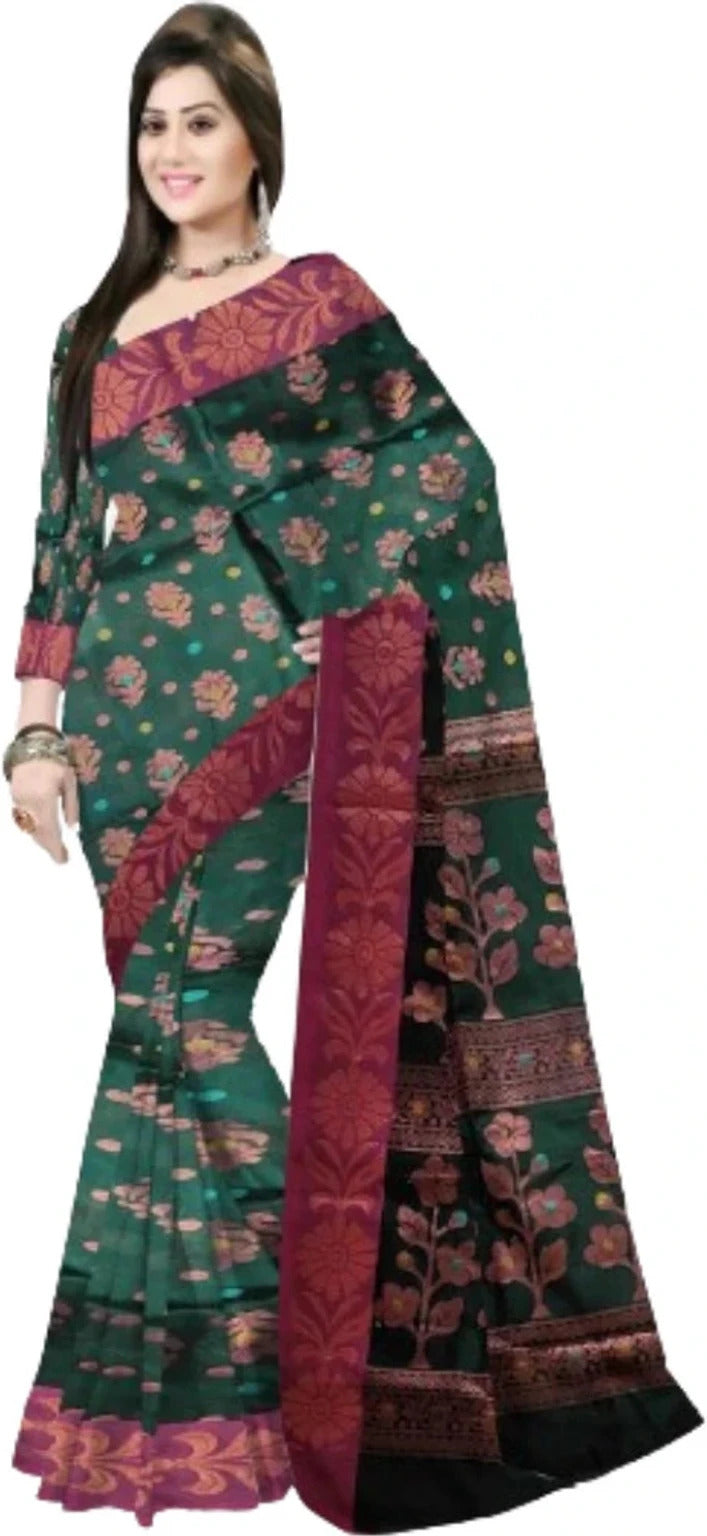 Pradip Fabrics Self Design Handloom Cotton Silk Saree 