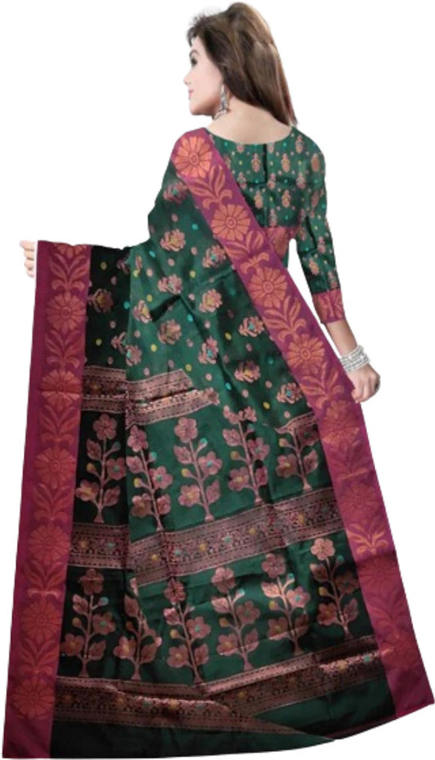 Pradip Fabrics Self Design Handloom Cotton Silk Saree 
