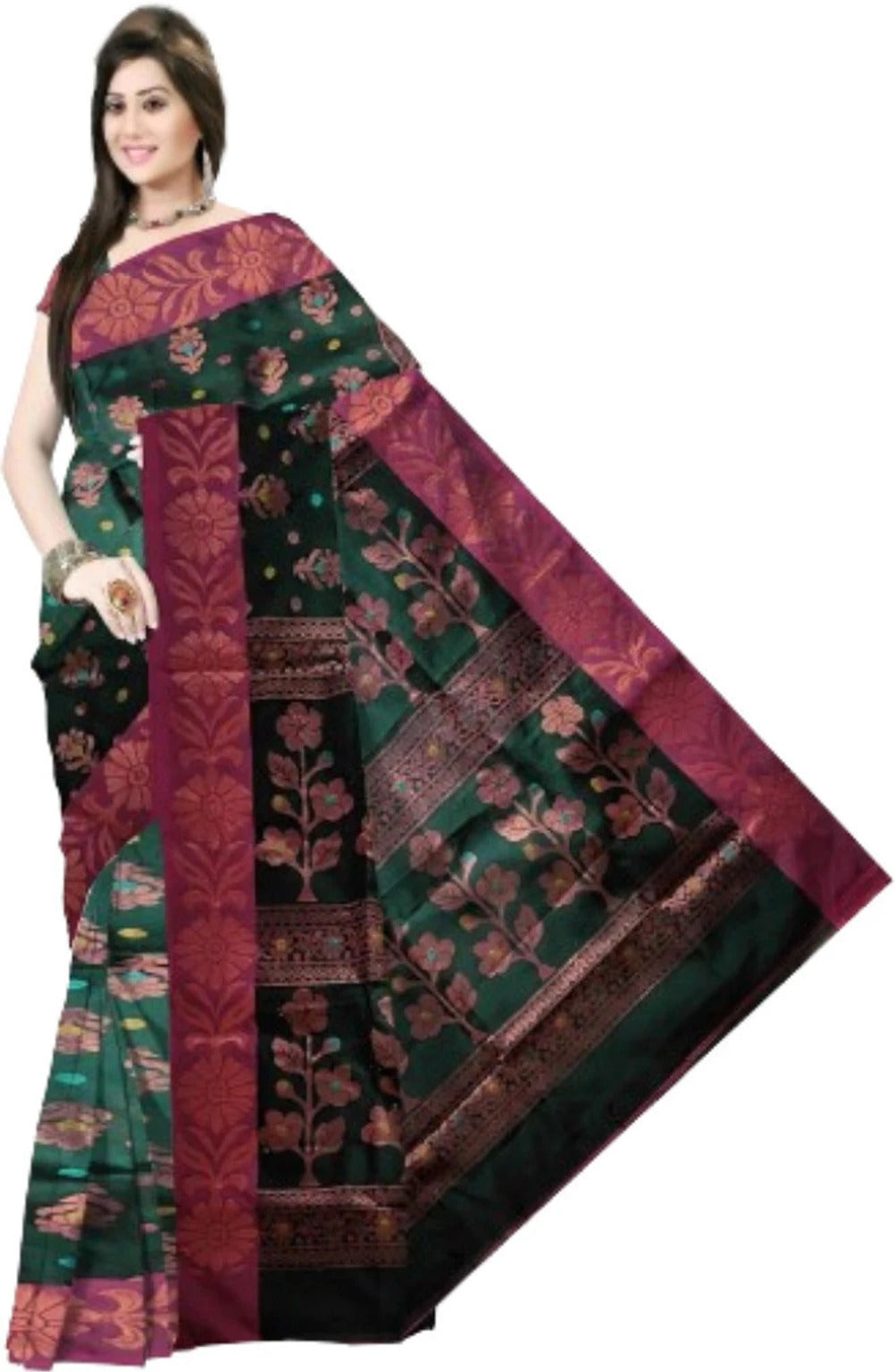Pradip Fabrics Self Design Handloom Cotton Silk Saree 