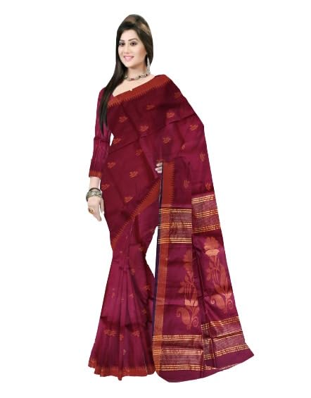 Pradip Fabrics Self Design Handloom Cotton Blend Saree