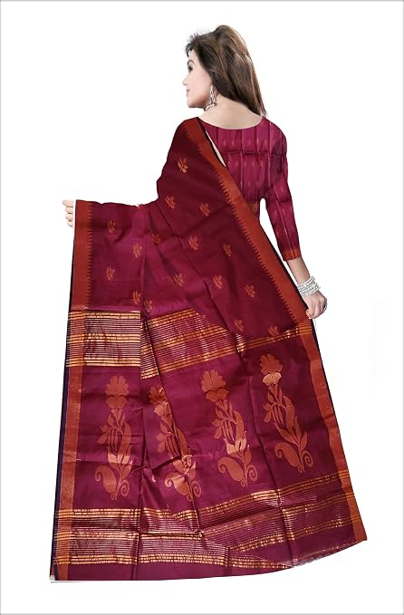 Pradip Fabrics Self Design Handloom Cotton Blend Saree