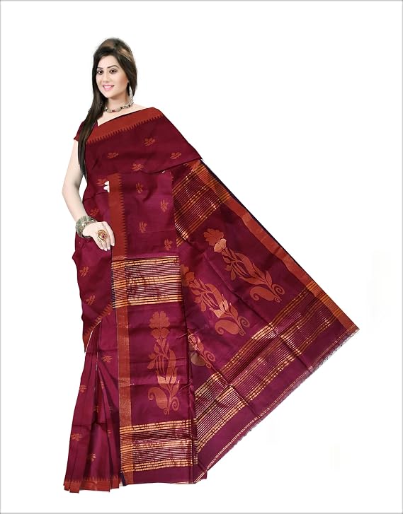 Pradip Fabrics Self Design Handloom Cotton Blend Saree