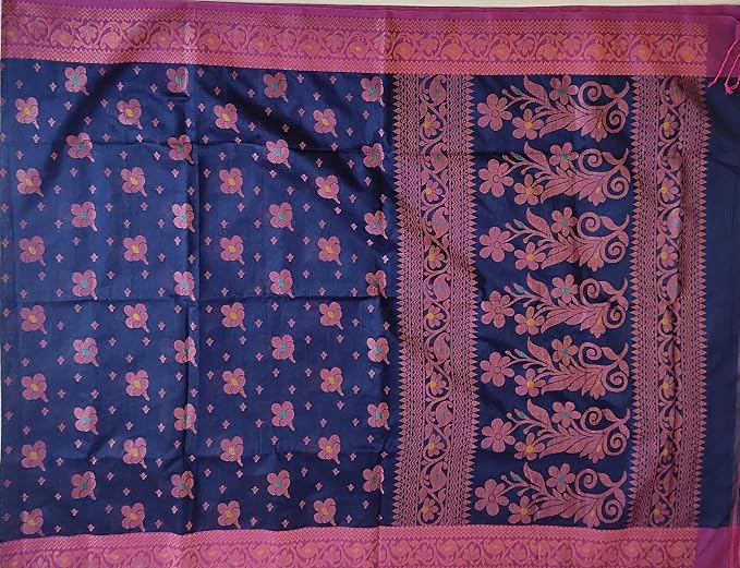Pradip Fabrics Self Design Handloom Cotton Silk Saree 