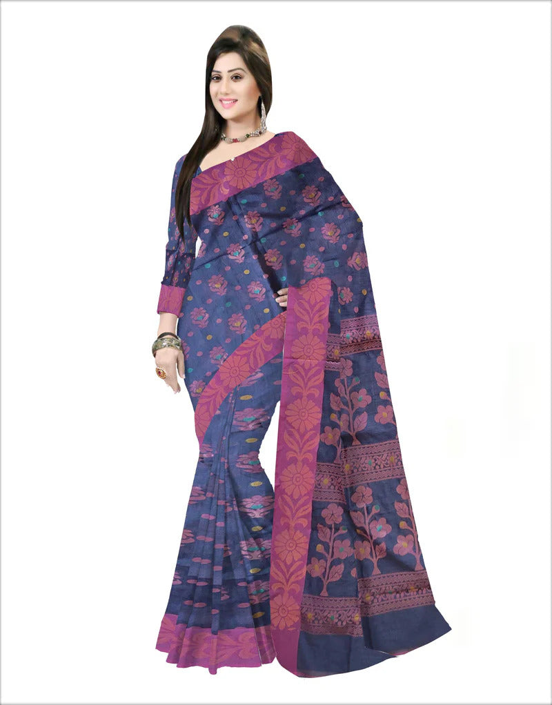 Pradip Fabrics Self Design Handloom Cotton Silk Saree 
