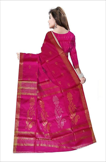 Pradip Fabrics Self Design Handloom Cotton Blend Saree