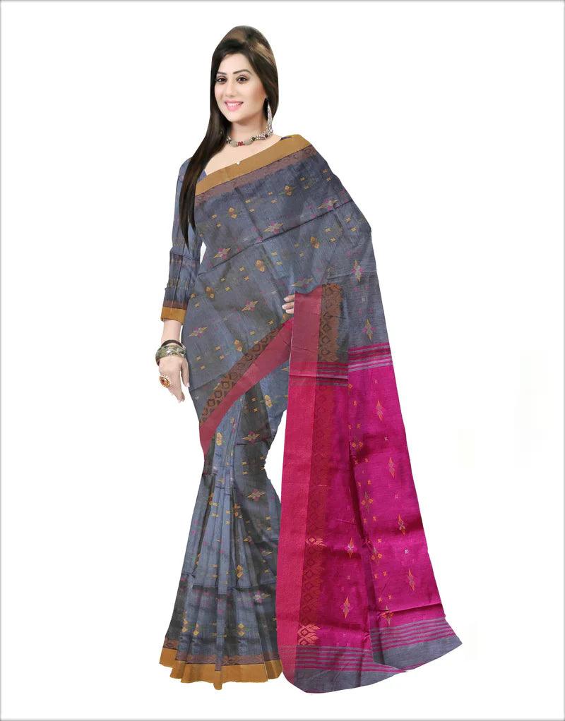 Pradip Fabrics Applique Handloom Cotton Silk Saree