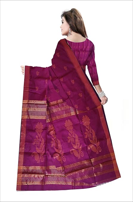 Pradip Fabrics Self Design Handloom Cotton Blend Saree