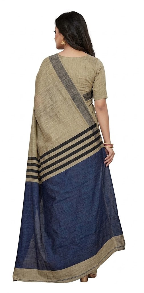 Pradip Fabrics Self Design Handloom Pure Cotton Saree 