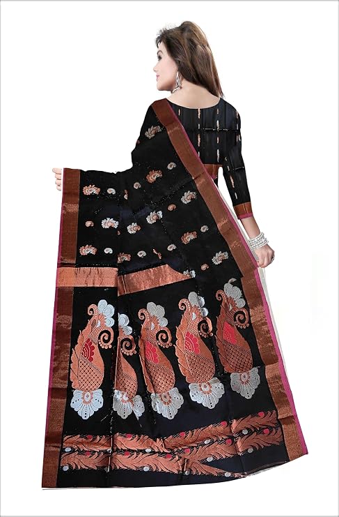 Pradip Fabrics Self Design Handloom Cotton Blend Saree