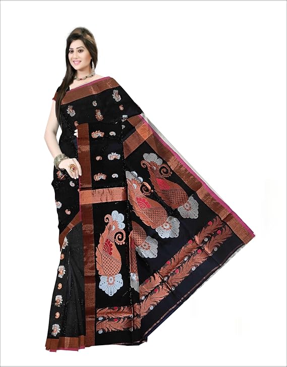 Pradip Fabrics Self Design Handloom Cotton Blend Saree