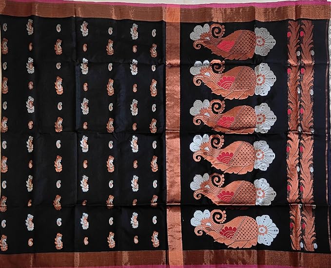 Pradip Fabrics Self Design Handloom Cotton Blend Saree