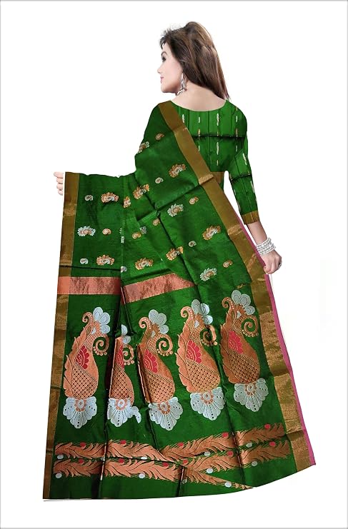 Pradip Fabrics Self Design Handloom Cotton Blend Saree