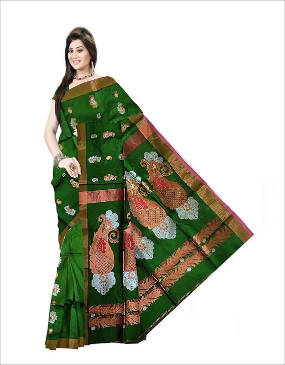 Pradip Fabrics Self Design Handloom Cotton Blend Saree