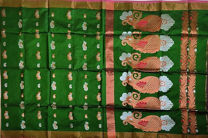 Pradip Fabrics Self Design Handloom Cotton Blend Saree