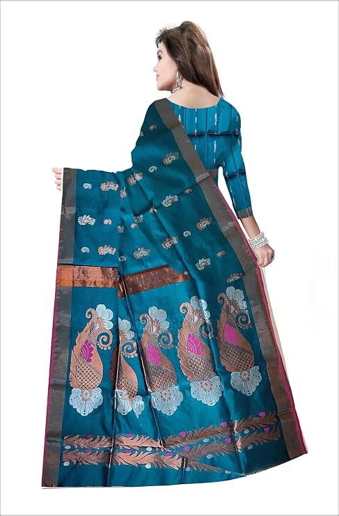 Pradip Fabrics Self Design Handloom Cotton Blend Saree