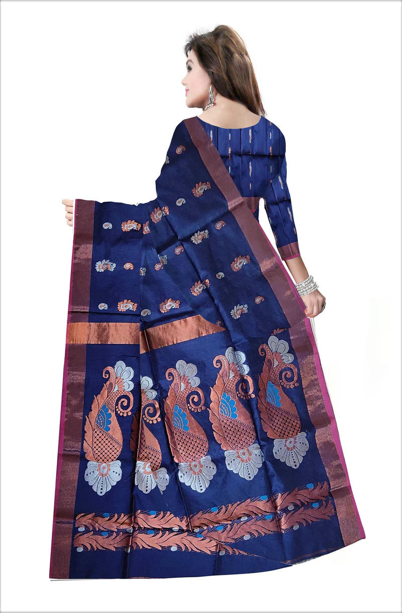 Pradip Fabrics Self Design Handloom Cotton Blend Saree