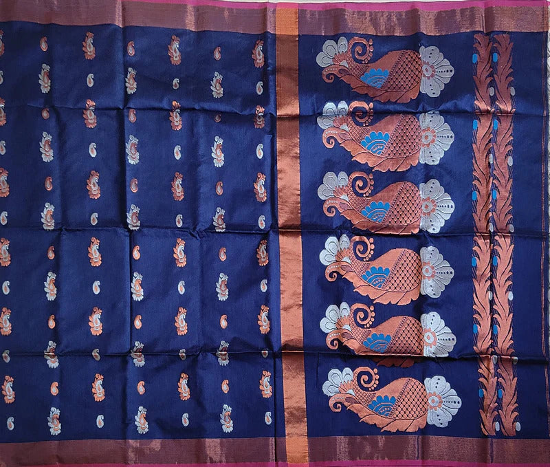 Pradip Fabrics Self Design Handloom Cotton Blend Saree