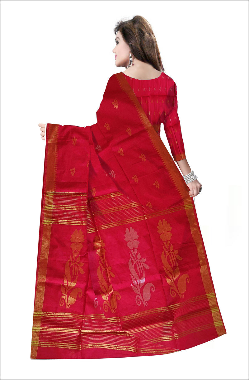 Pradip Fabrics Self Design Handloom Cotton Blend Saree