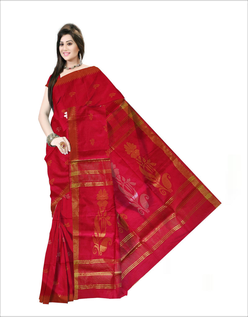 Pradip Fabrics Self Design Handloom Cotton Blend Saree