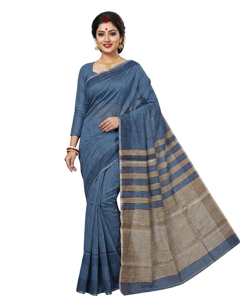 Pradip Fabrics Self Design Handloom Pure Cotton Saree 