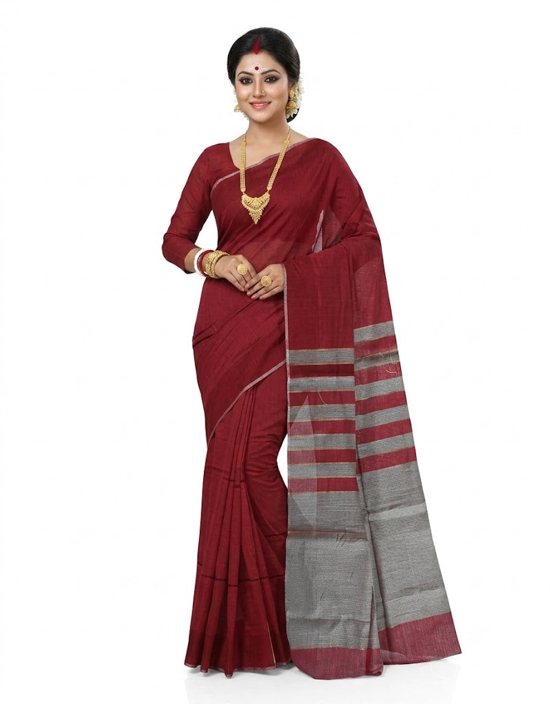 Pradip Fabrics Self Design Handloom Pure Cotton Saree 