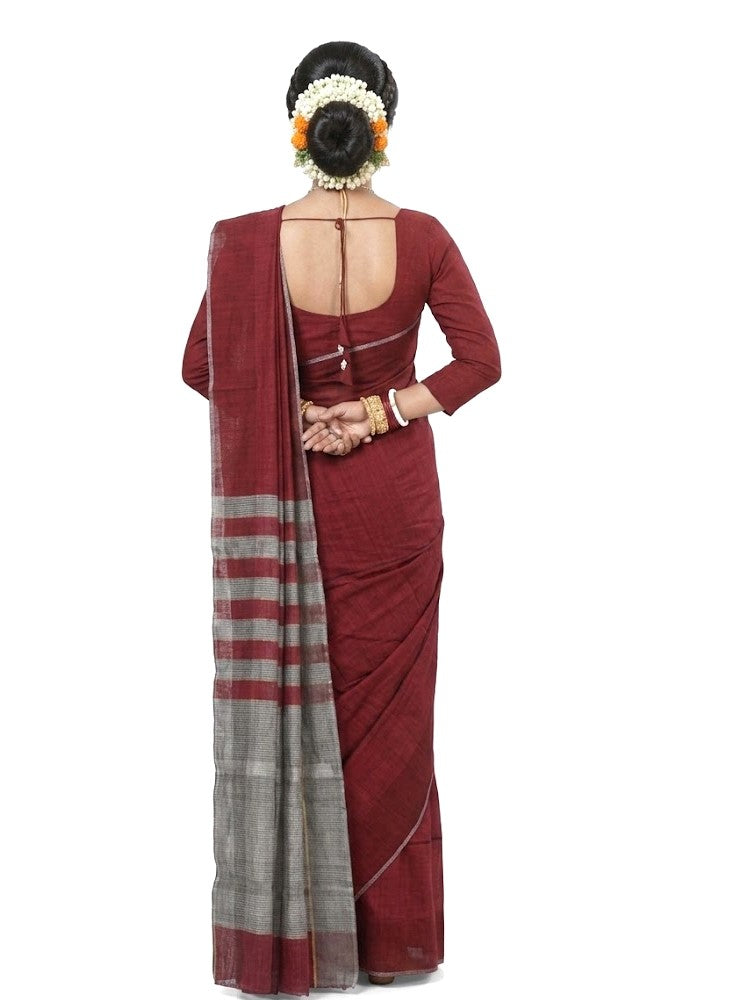 Pradip Fabrics Self Design Handloom Pure Cotton Saree 