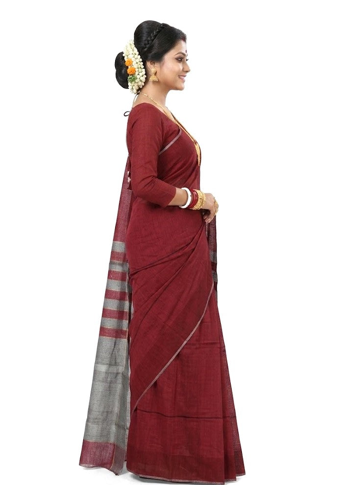 Pradip Fabrics Self Design Handloom Pure Cotton Saree 