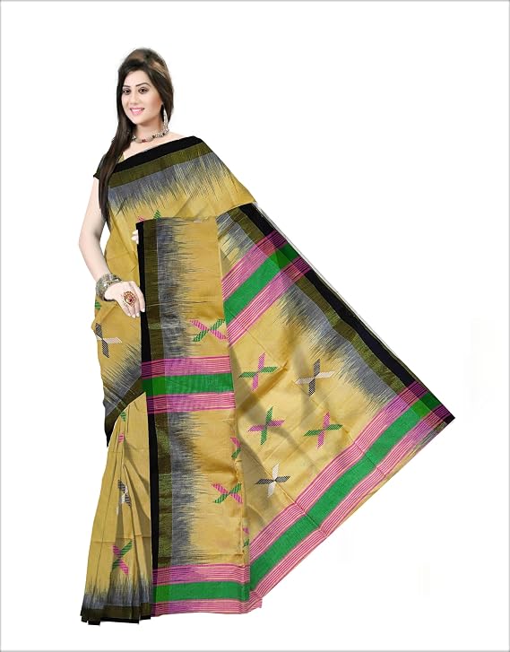 Pradip Fabrics Self Design Handloom Cotton Blend Saree