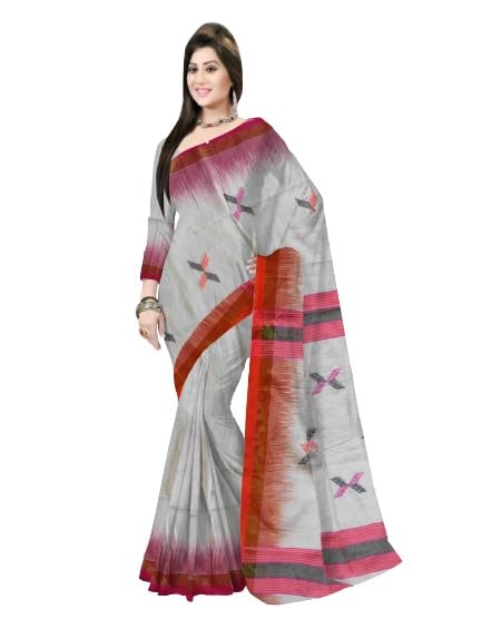 Pradip Fabrics Self Design Handloom Cotton Blend Saree