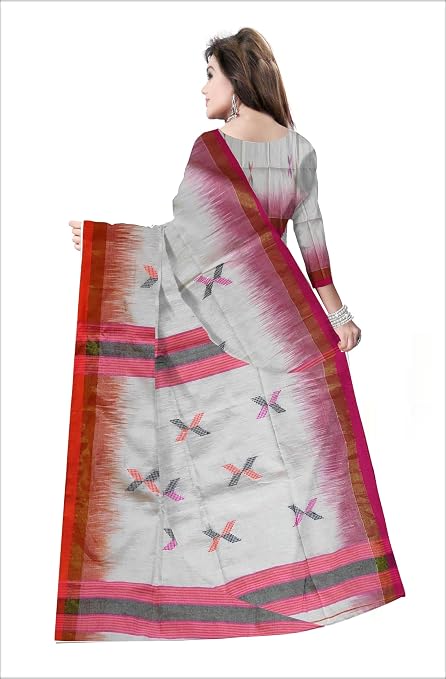 Pradip Fabrics Self Design Handloom Cotton Blend Saree