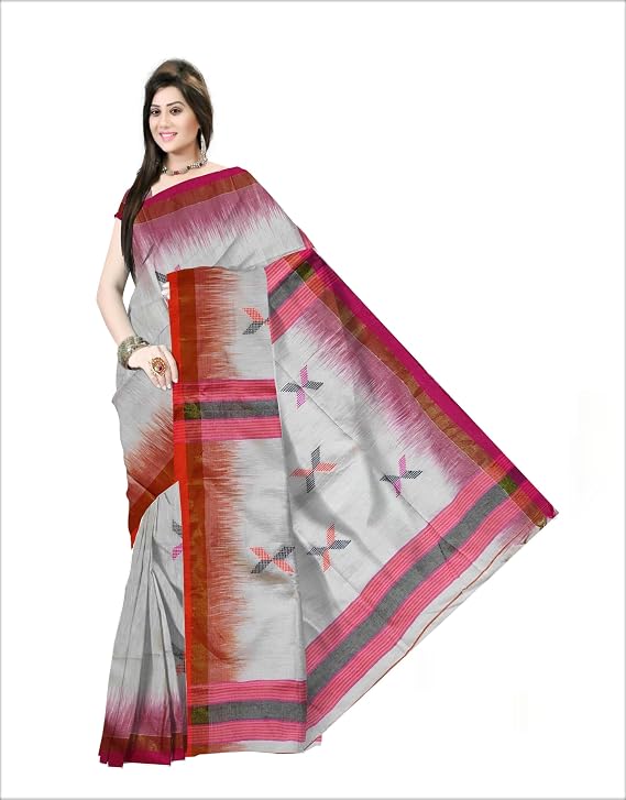 Pradip Fabrics Self Design Handloom Cotton Blend Saree