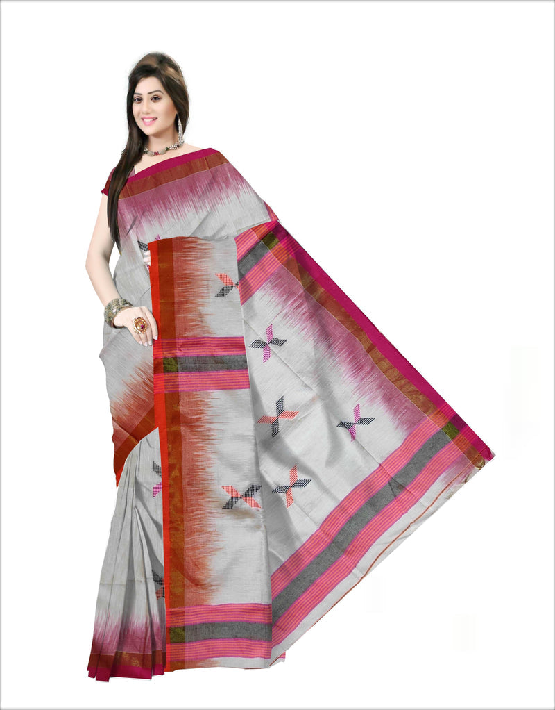 Pradip Fabrics Self Design Handloom Cotton Blend Saree
