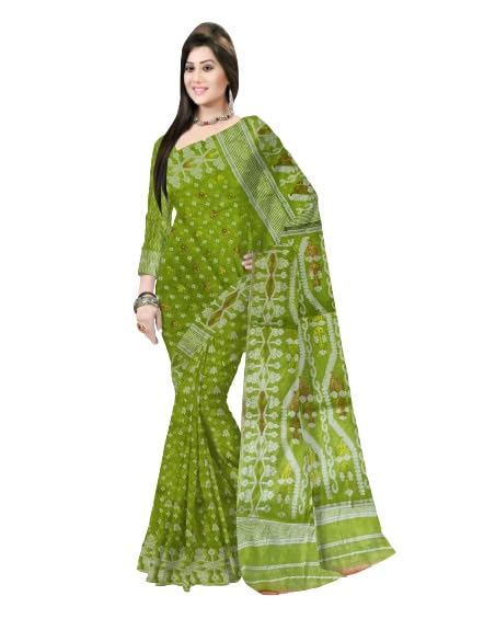 Pradip Fabrics Self Design Handloom Cotton Blend Saree