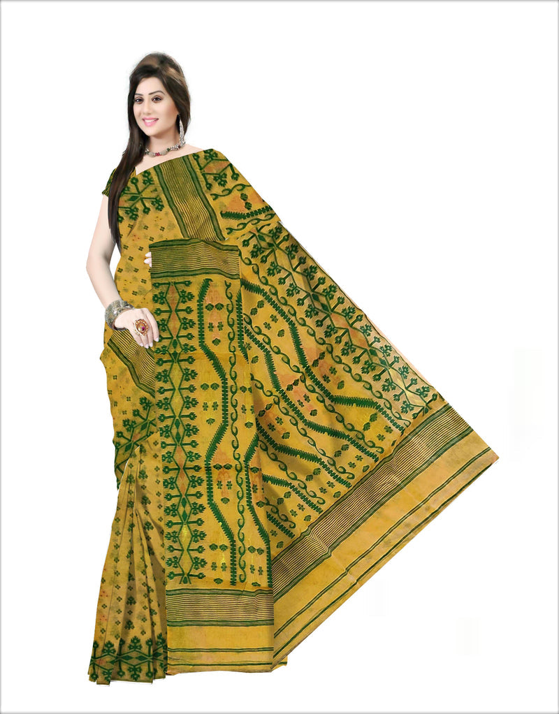 Pradip Fabrics Self Design Handloom Cotton Blend Saree
