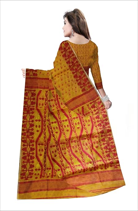 Pradip Fabrics Self Design Handloom Cotton Blend Saree